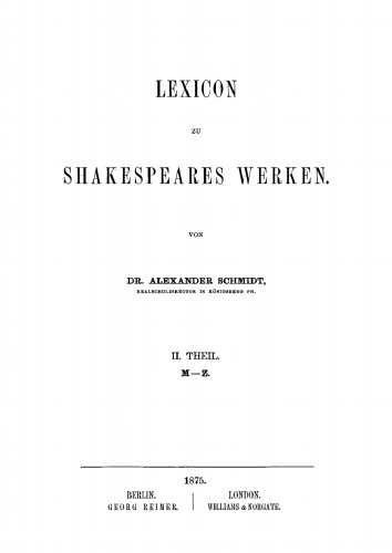Shakespeare-Lexicon: Band 2 M–Z