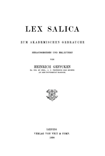 Lex Salica: Zum Akademischen Gebrauche