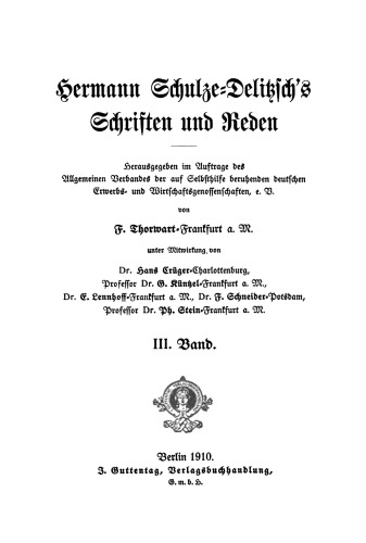 Hermann Schulze-Delitzsch’s Schriften und Reden: Band 3