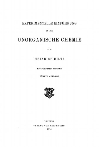 Experimentelle Einführung in die unorganische Chemie