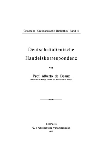 Deutsch-Italienische Handelskorrespondenz