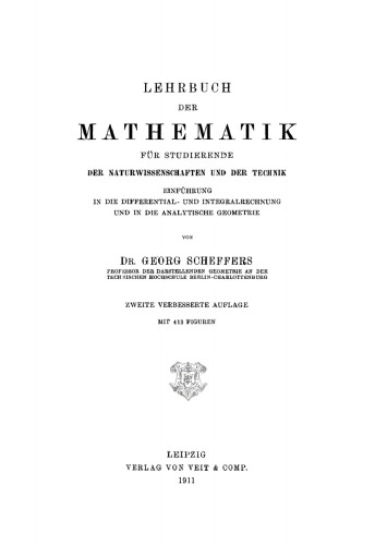 Lehrbuch der Mathematik: Einführung in die Differential- und Integralrechnung und in die Analytische Geometrie