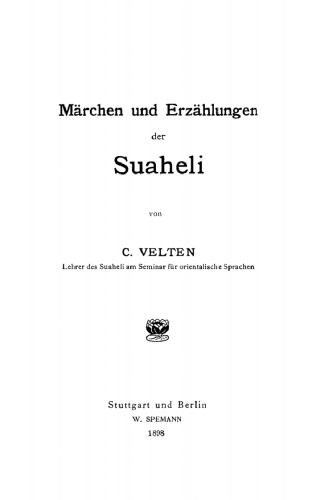 Märchen und Erzählungen der Suaheli