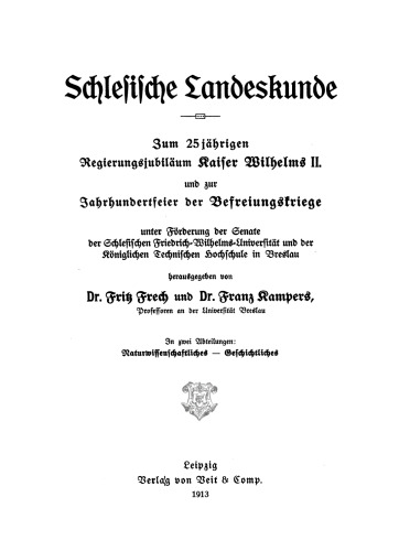 Schlesische Landeskunde: Abt. 2 Geschichtliche Abteilung