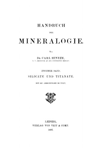 Handbuch der Mineralogie: Band 2 Silicate und Titanate