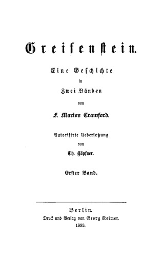 Greisenstein: Eine Geschichte in zwei Bänden