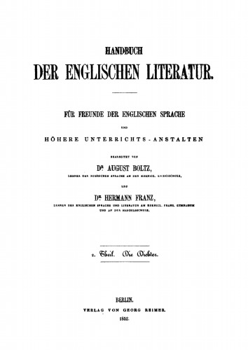 Handbuch der englischen Literatur: Teil 2 Die Dichter