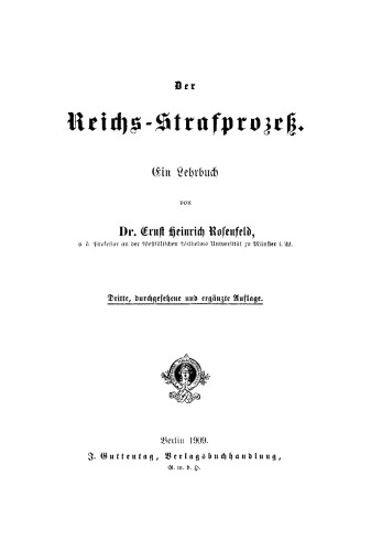 Der Reich-Strafprozeß: Ein Lehrbuch