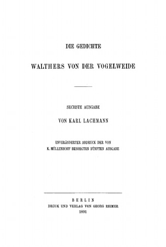 Die Gedichte Walthers von der Vogelweide