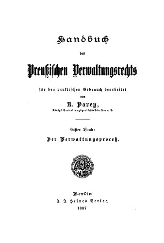 Handbuch des preußischen Verwaltungsrechts für den praktischen Gebrauch
