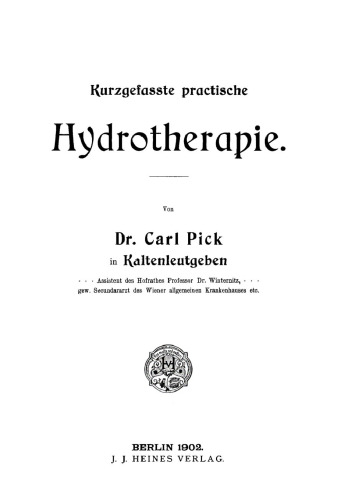 Kurzgefasste practische Hydrotherapie