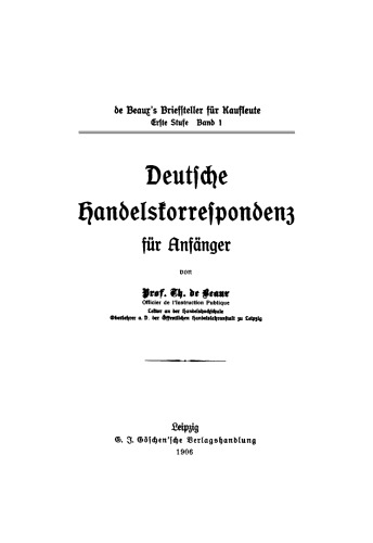 Deutsche Handelskorrespondenz für Anfänger