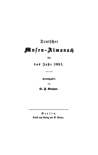 Deutscher Musen-Almanach: 1851
