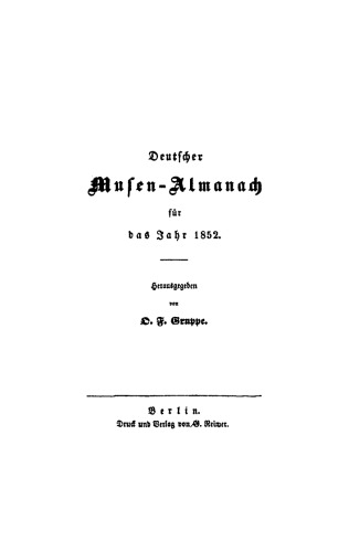 Deutscher Musen-Almanach: 1852