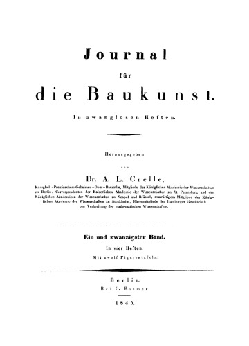 Journal für die Baukunst: Band 21