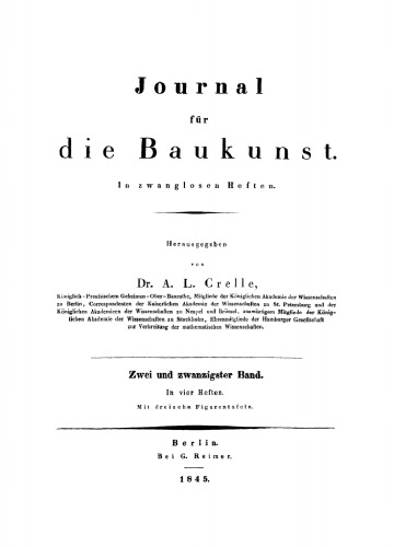 Journal für die Baukunst: Band 22