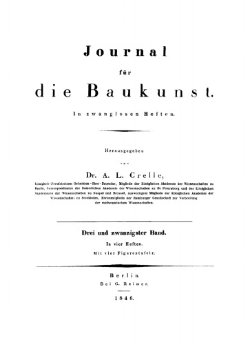 Journal für die Baukunst: Band 23