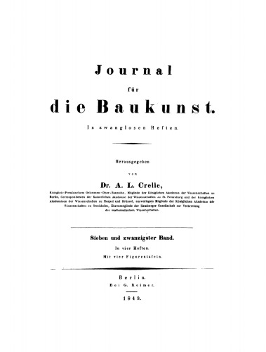 Journal für die Baukunst: Band 27