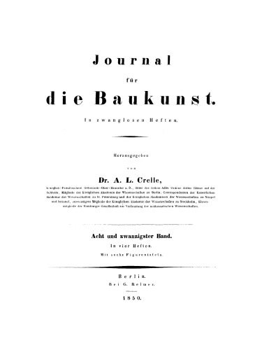 Journal für die Baukunst: Band 28