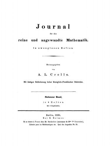 Journal für die reine und angewandte Mathematik: Band 7