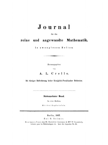 Journal für die reine und angewandte Mathematik: Band 17