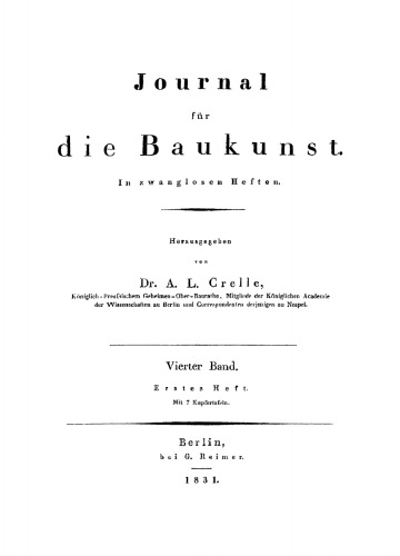 Journal für die Baukunst: Band 4