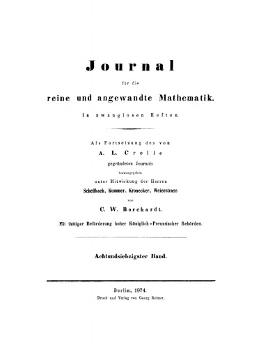 Journal für die reine und angewandte Mathematik: Band 78