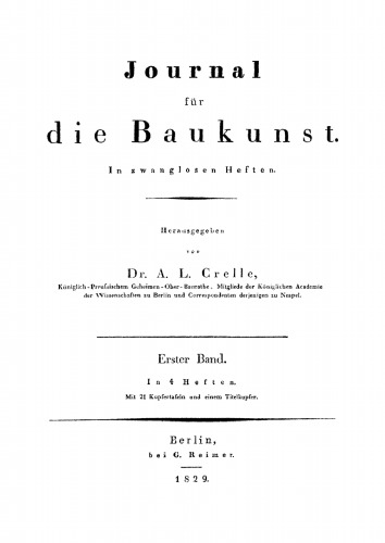 Journal für die Baukunst: Band 1