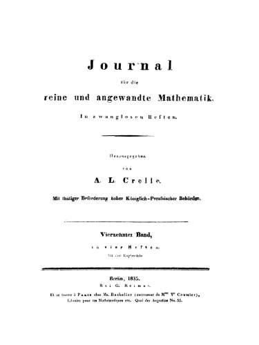 Journal für die reine und angewandte Mathematik: Band 14