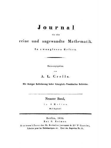 Journal für die reine und angewandte Mathematik: Band 9