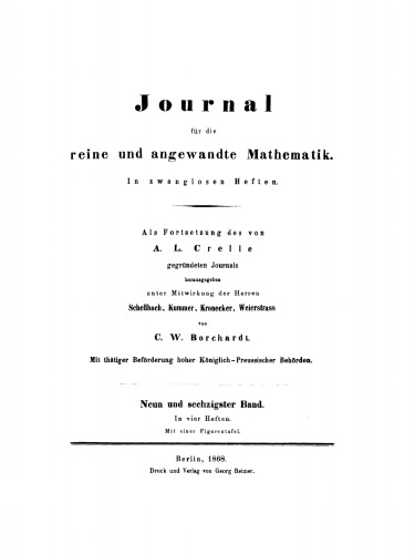 Journal für die reine und angewandte Mathematik: Band 69