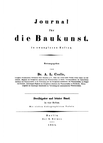 Journal für die Baukunst: Band 30