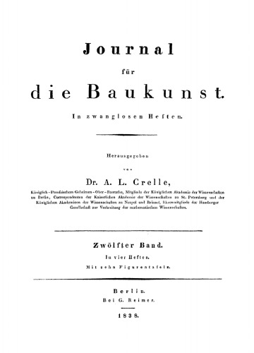 Journal für die Baukunst: Band 12