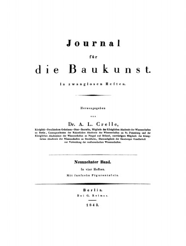 Journal für die Baukunst: Band 19