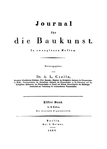 Journal für die Baukunst: Band 11