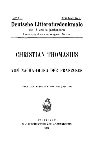 Von Nachahmung der Franzosen