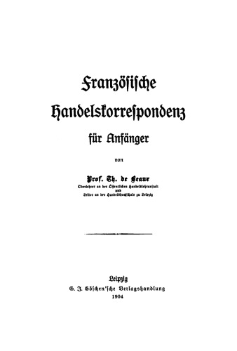 Französische Handelskorrespondenz für Anfänger