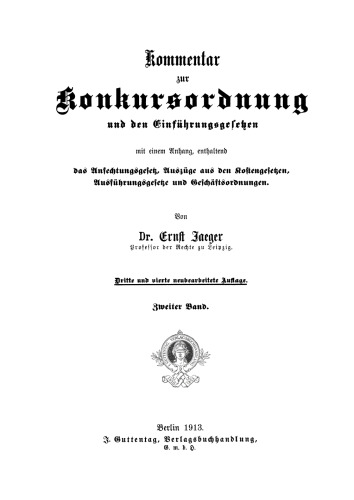 Kommentar zur Konkursordnung und den Einführungsgesetzen: Band 2