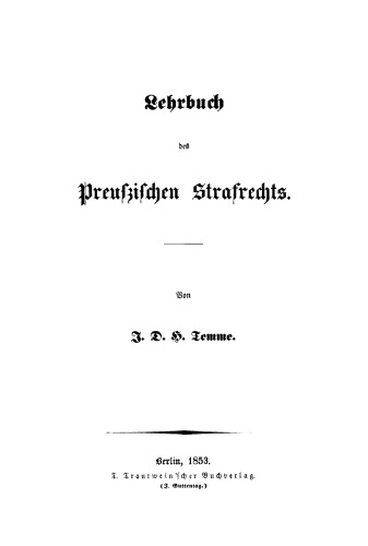 Lehrbuch des Preußischen Strafrechts
