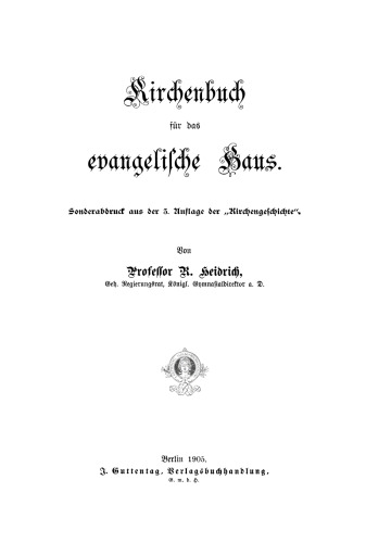 Kirchenbuch für das evangelische Haus