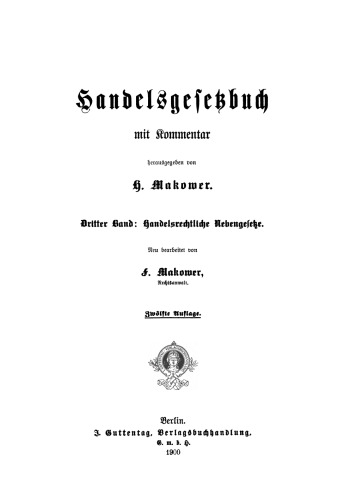 Handelsgesetzbuch mit Kommentar: Band 3 Handelsrechtliche Nebengesetze