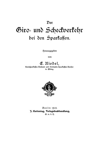 Der Giro- und Scheckverkehr bei den Sparkassen