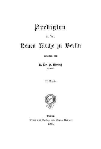 Predigten in der Neuen Kirche zu Berlin: Band 2