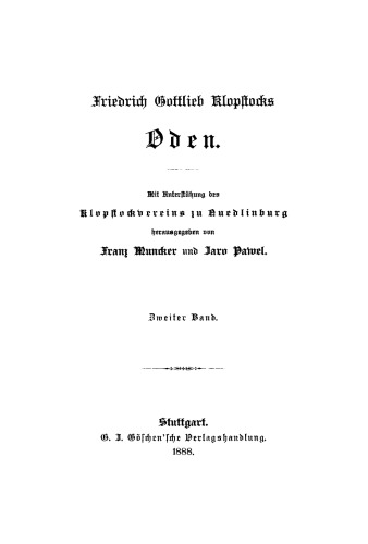 Friedrich Gottlieb Klopstocks Oden: Band 2