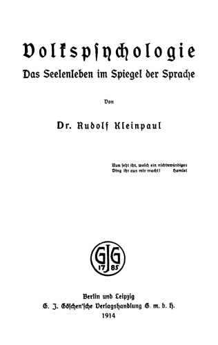 Volkspsychologie: Das Seelenleben im Spiegel der Sprache
