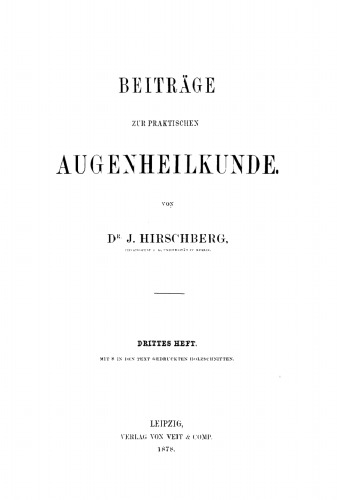 Beiträge zur praktischen Augenheilkunde: Heft 3
