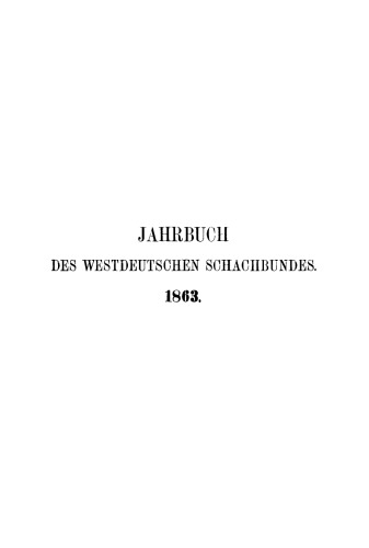 Jahrbuch des westdeutschen Schachbundes, 1863