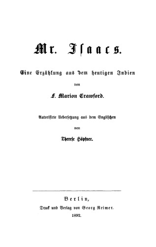 Mr. Isaacs: Eine Erzählung aus dem heutigen Indien