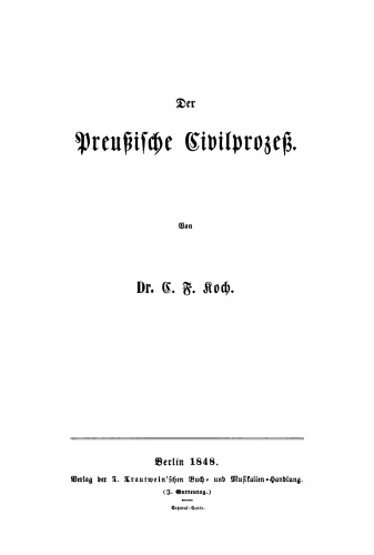 Der Preussische Civilprozess