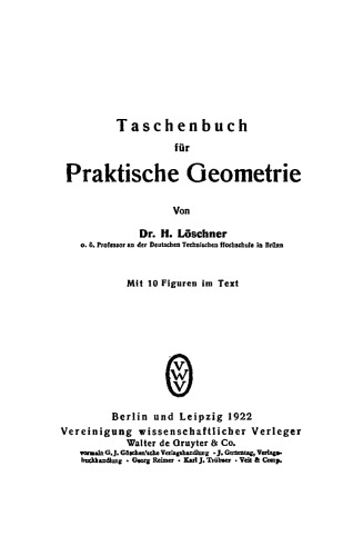 Taschenbuch für praktische Geometrie